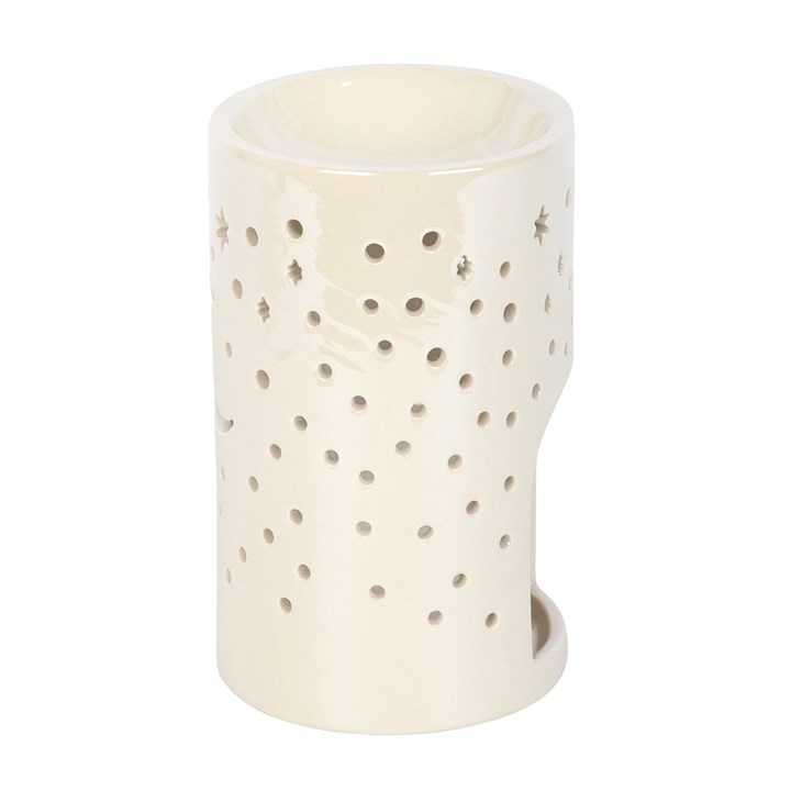 Iridescent White Moon Pillar Oil Burner and Wax Warmer - Image 3