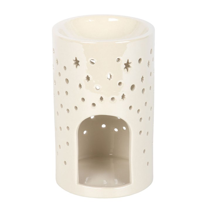 Iridescent White Moon Pillar Oil Burner and Wax Warmer - Image 4