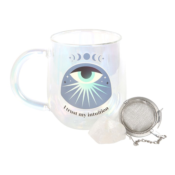 Intuition Double Walled Glass Mug with Aura Crystal Tea Infuser - Image 2