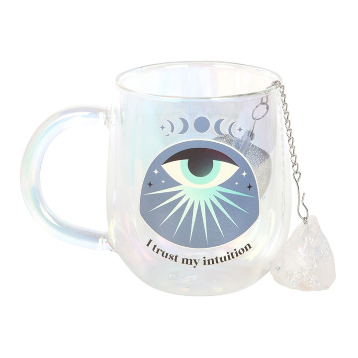 Intuition Double Walled Glass Mug with Aura Crystal Tea Infuser - Image 3