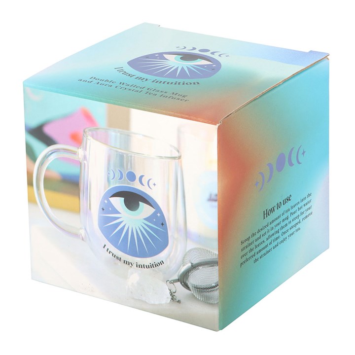 Intuition Double Walled Glass Mug with Aura Crystal Tea Infuser - Image 6