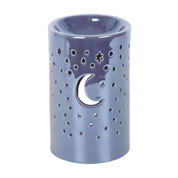 Iridescent Purple Moon Pillar Oil Burner and Wax Warmer - Image 2