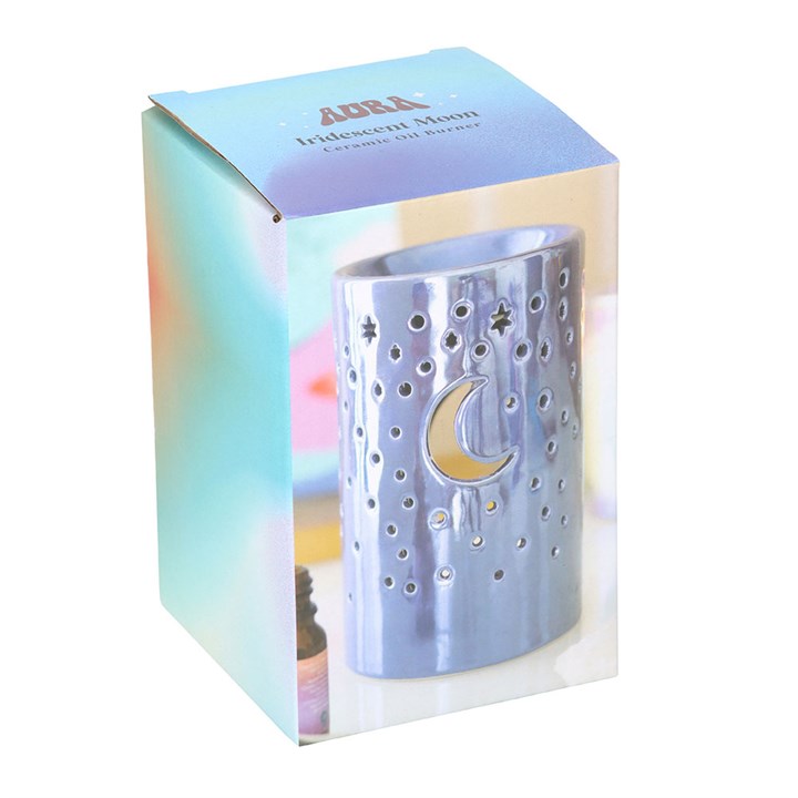 Iridescent Purple Moon Pillar Oil Burner and Wax Warmer - Image 5