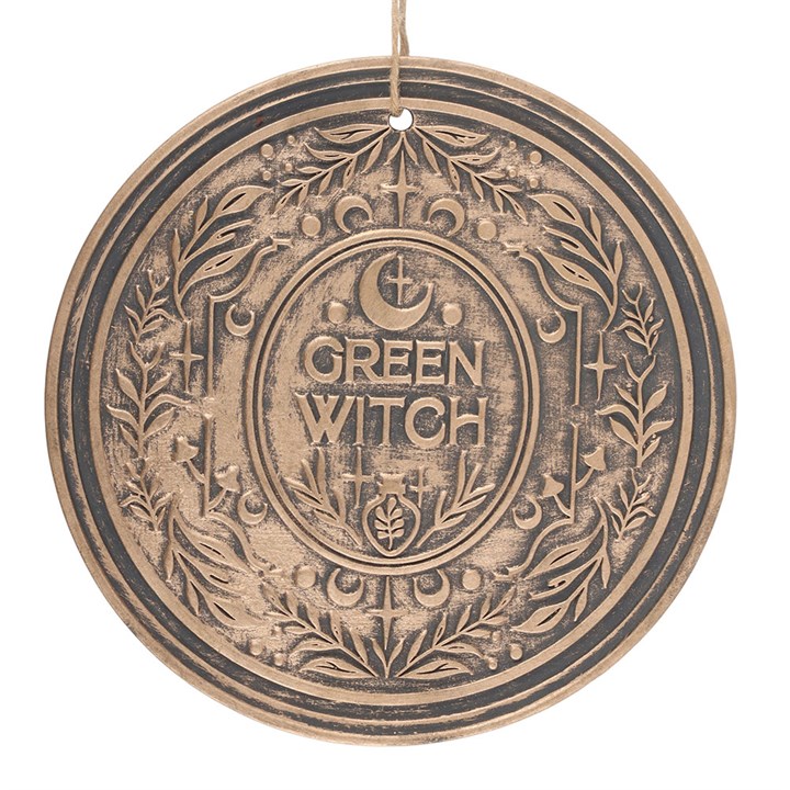 Green Witch Bronze Effect Terracotta Hanging Plaque - Image 3