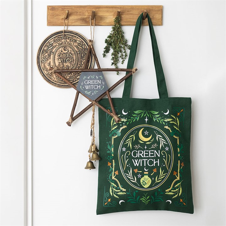 Green Witch Hanging Willow Pentagram with Bells - Image 5