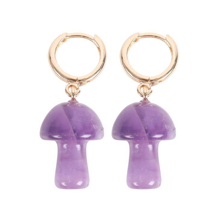 Amethyst Crystal Mushroom Earrings - Image 3