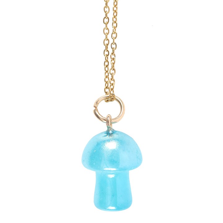 Blue Aura Mushroom Necklace Greeting Card - Image 4