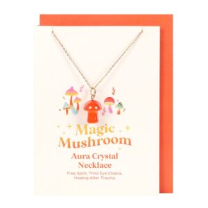 Orange Aura Mushroom Necklace Greeting Card