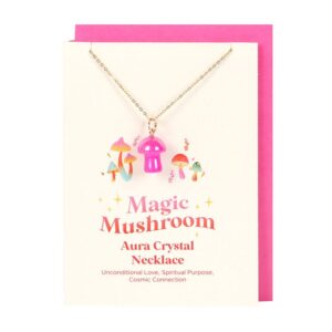 Pink Aura Mushroom Necklace Greeting Card