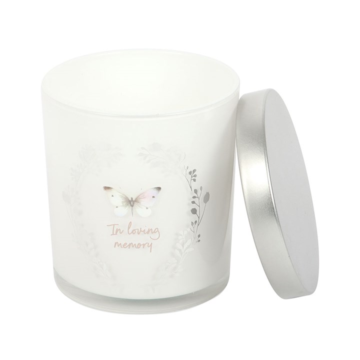 In Loving Memory White Butterfly Vanilla Candle - Image 3