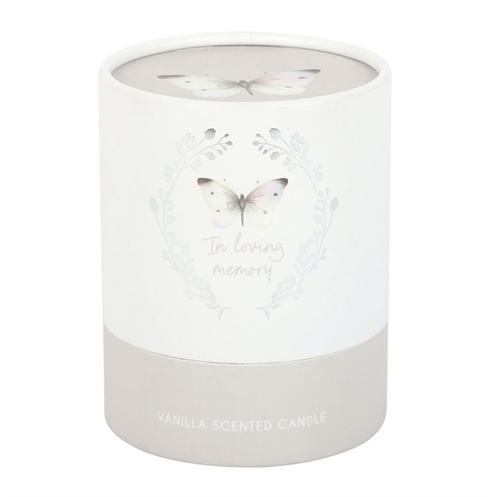 In Loving Memory White Butterfly Vanilla Candle - Image 4