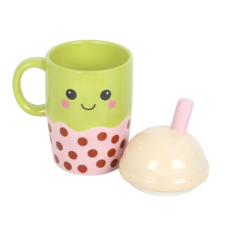 Kawaii Bubble Tea Lidded Mug - Image 3