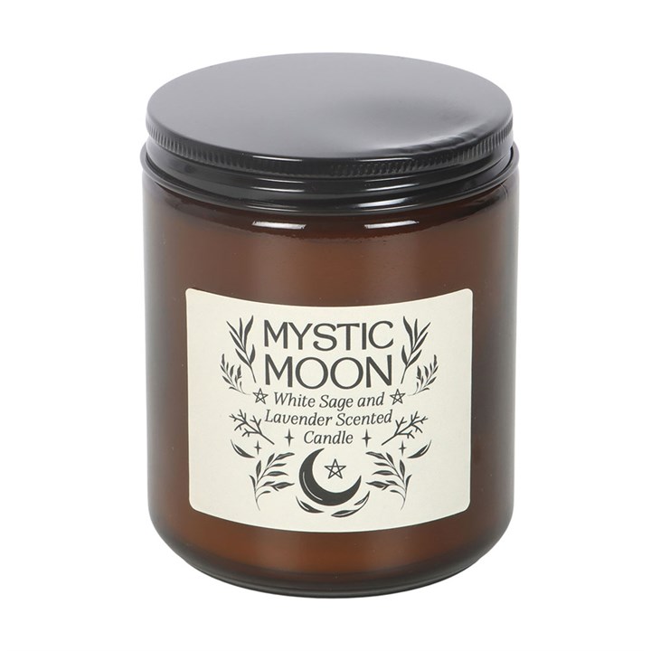 Mystic Moon Sage & Lavender Amber Glass Candle - Image 2