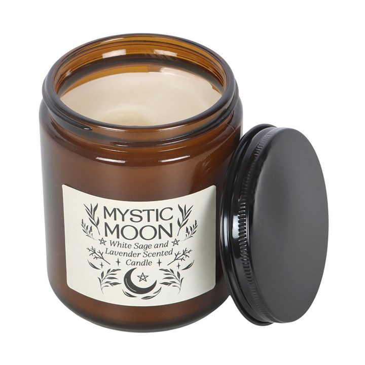 Mystic Moon Sage & Lavender Amber Glass Candle - Image 4