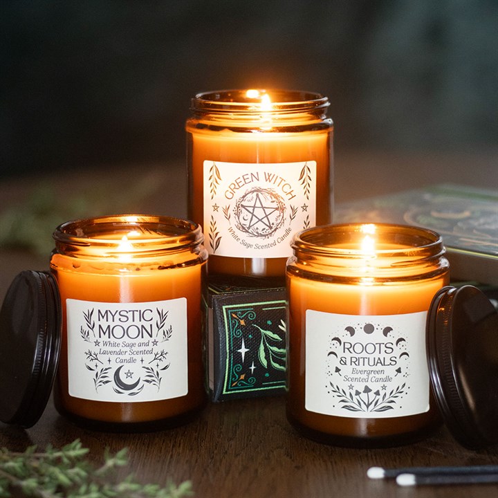 Mystic Moon Sage & Lavender Amber Glass Candle - Image 5