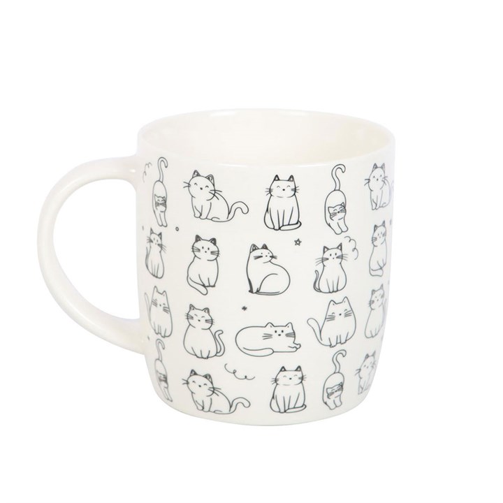 White Happy Cat Print Mug - Image 2