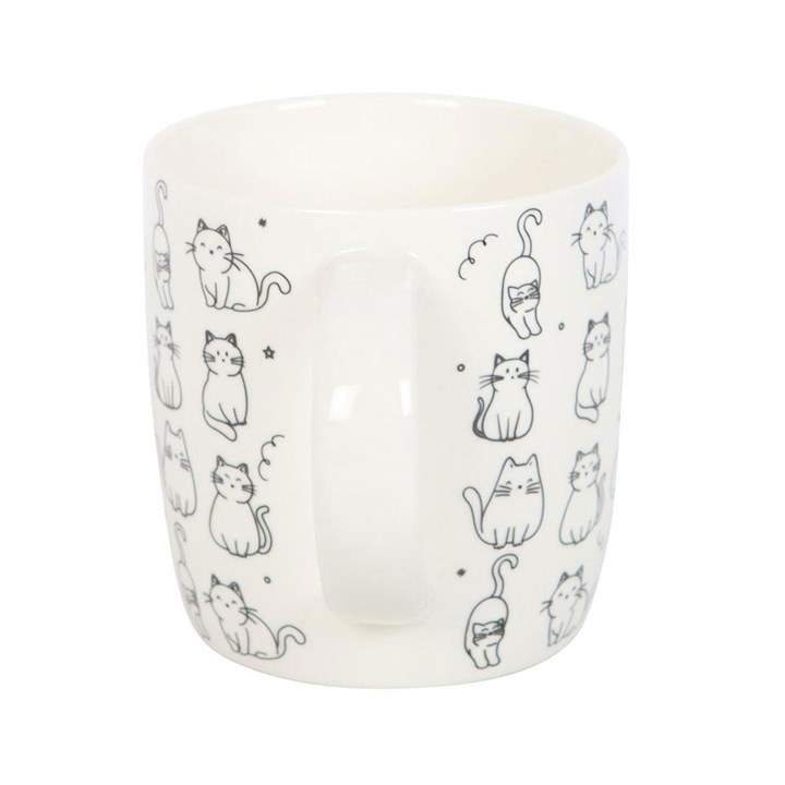 White Happy Cat Print Mug - Image 3
