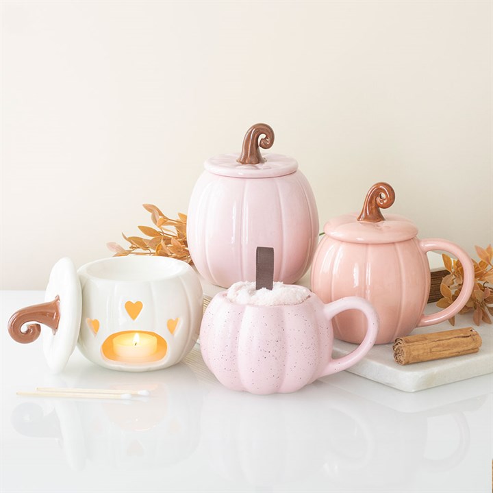 Pink Curly Pumpkin Lidded Mug - Image 5