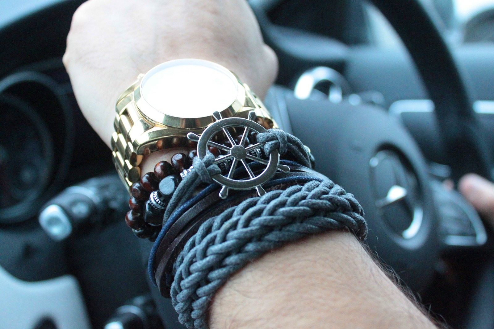 Mens Bracelet Sets - Green & Natural (asst) - Image 6