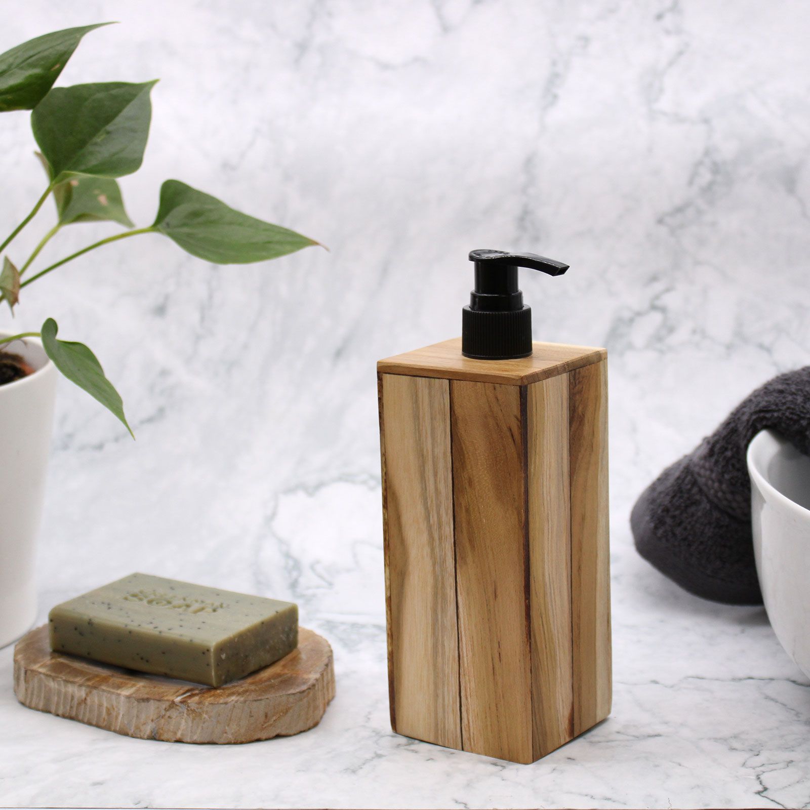 Natural Teakwood Soap Dispenser - Square - Image 3
