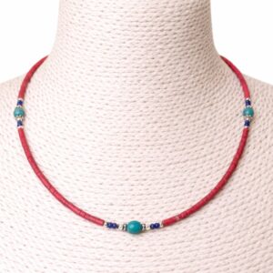 Nepalese Extra Fine Gem Necklace - Pink Coral & Turquoise Beads