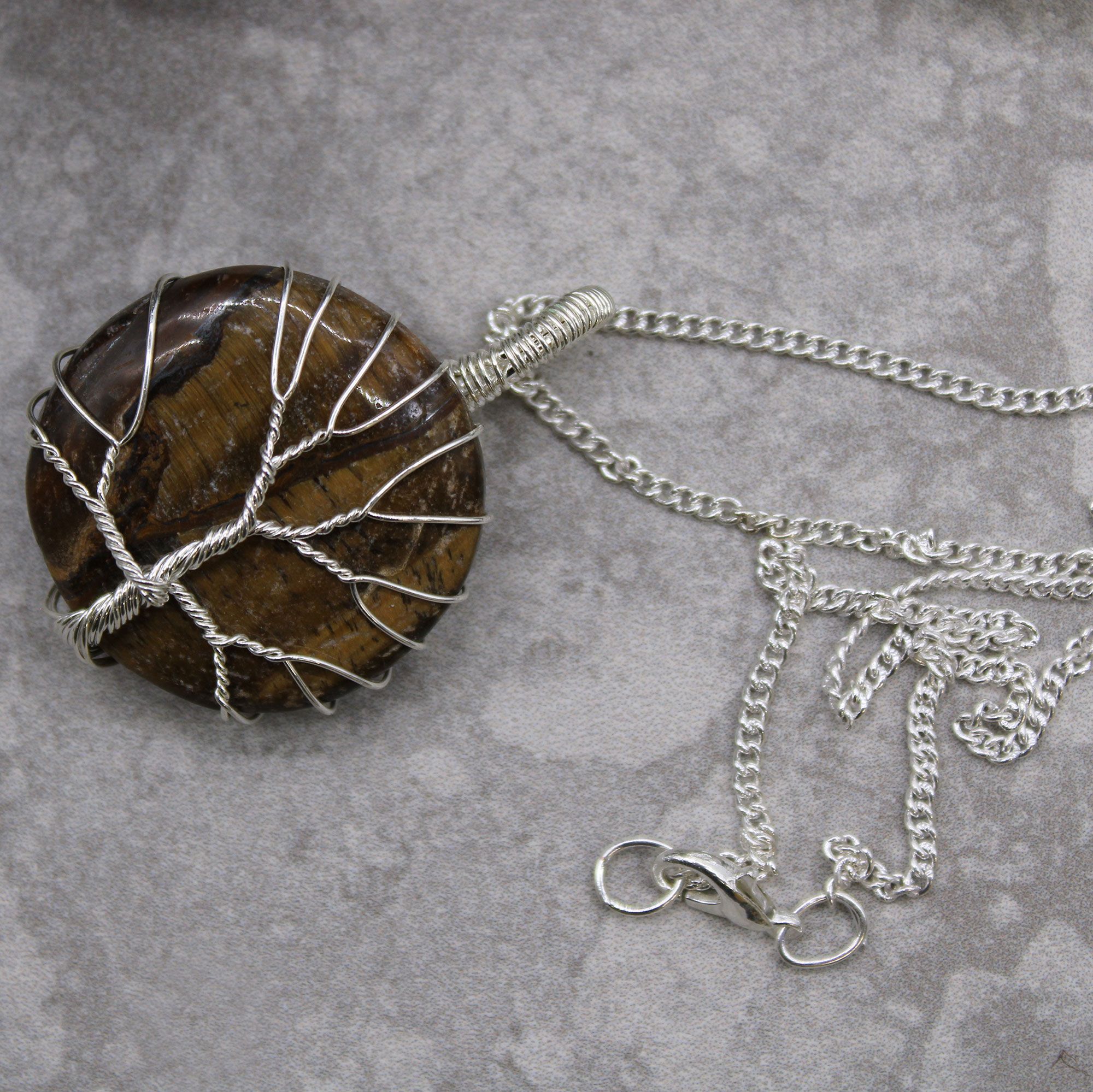 Tree of Life Gemstone Necklace - Tiger Eye - Image 4