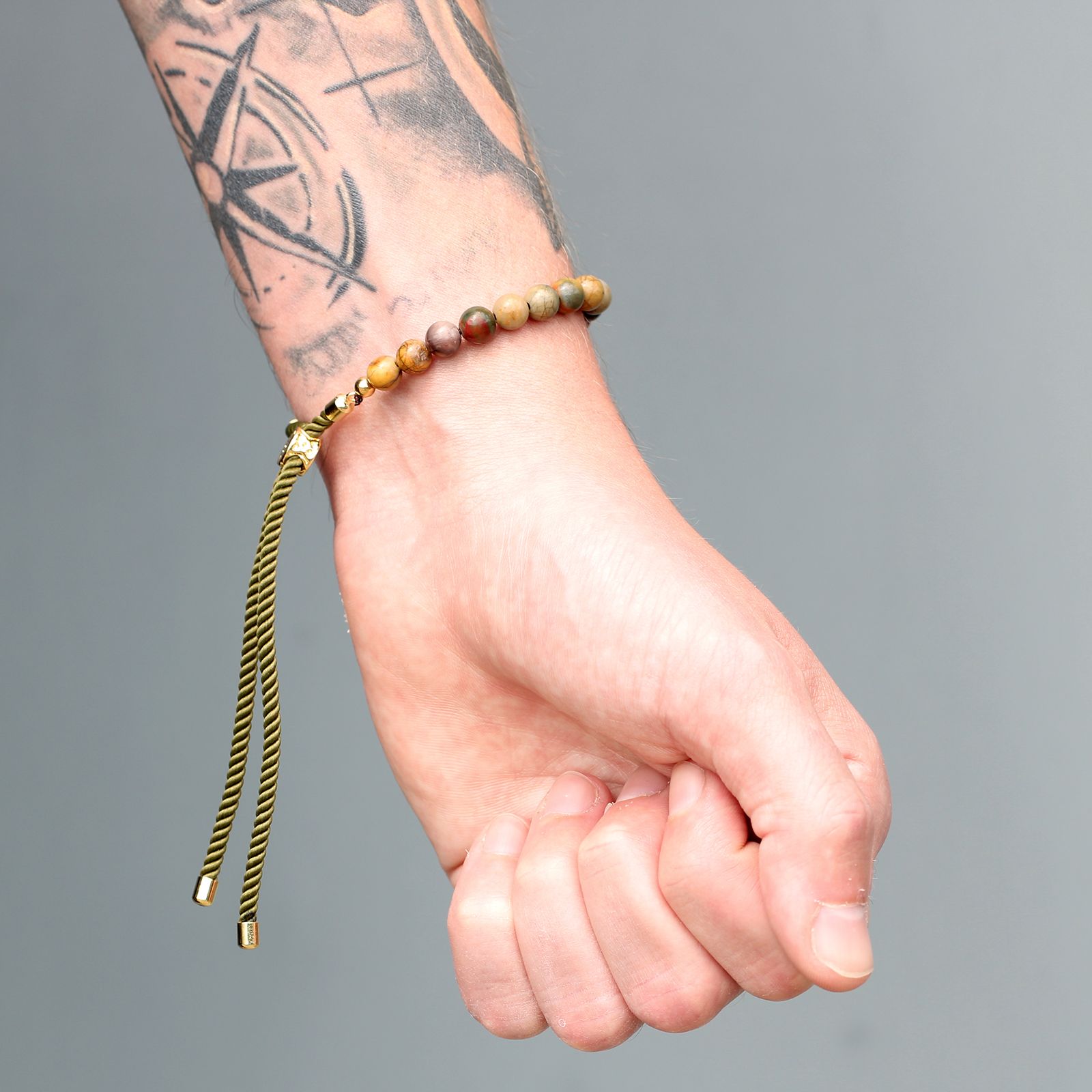 18K Gold Plated Gemstone Black String Bracelet - Tiger Eye - Image 4