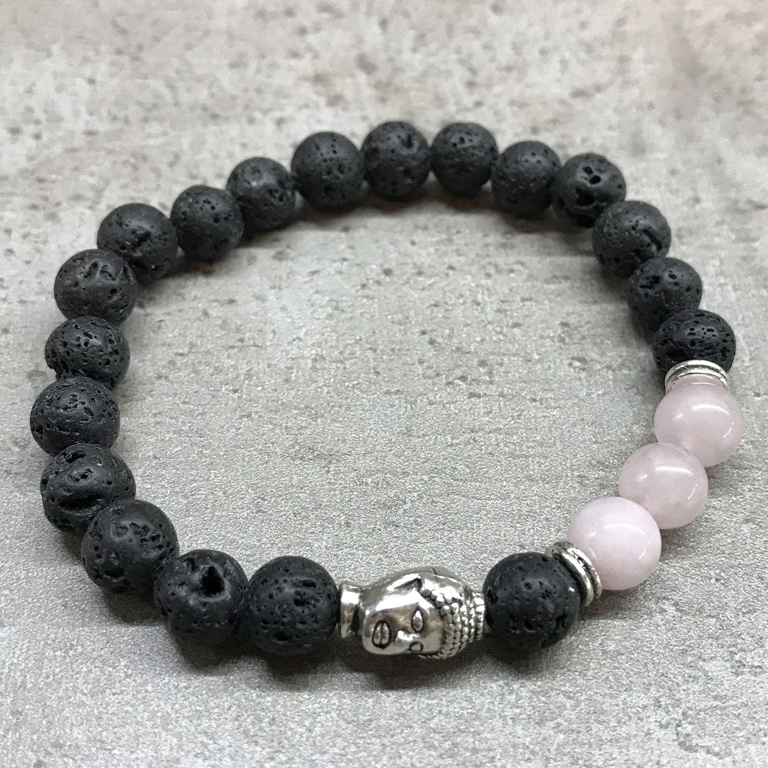 Lava Stone Bracelet - Buddha Rose Quartz - Image 2