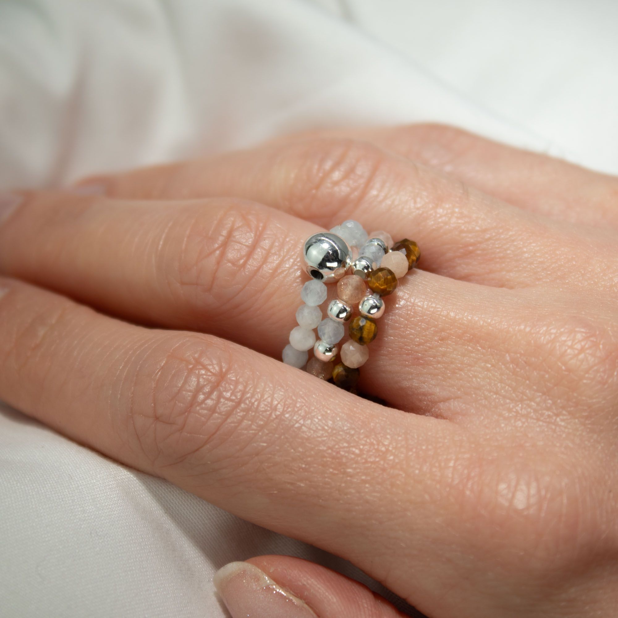 Nymph Spirit Gemstone Ring Set - Sea Sunset - Image 3