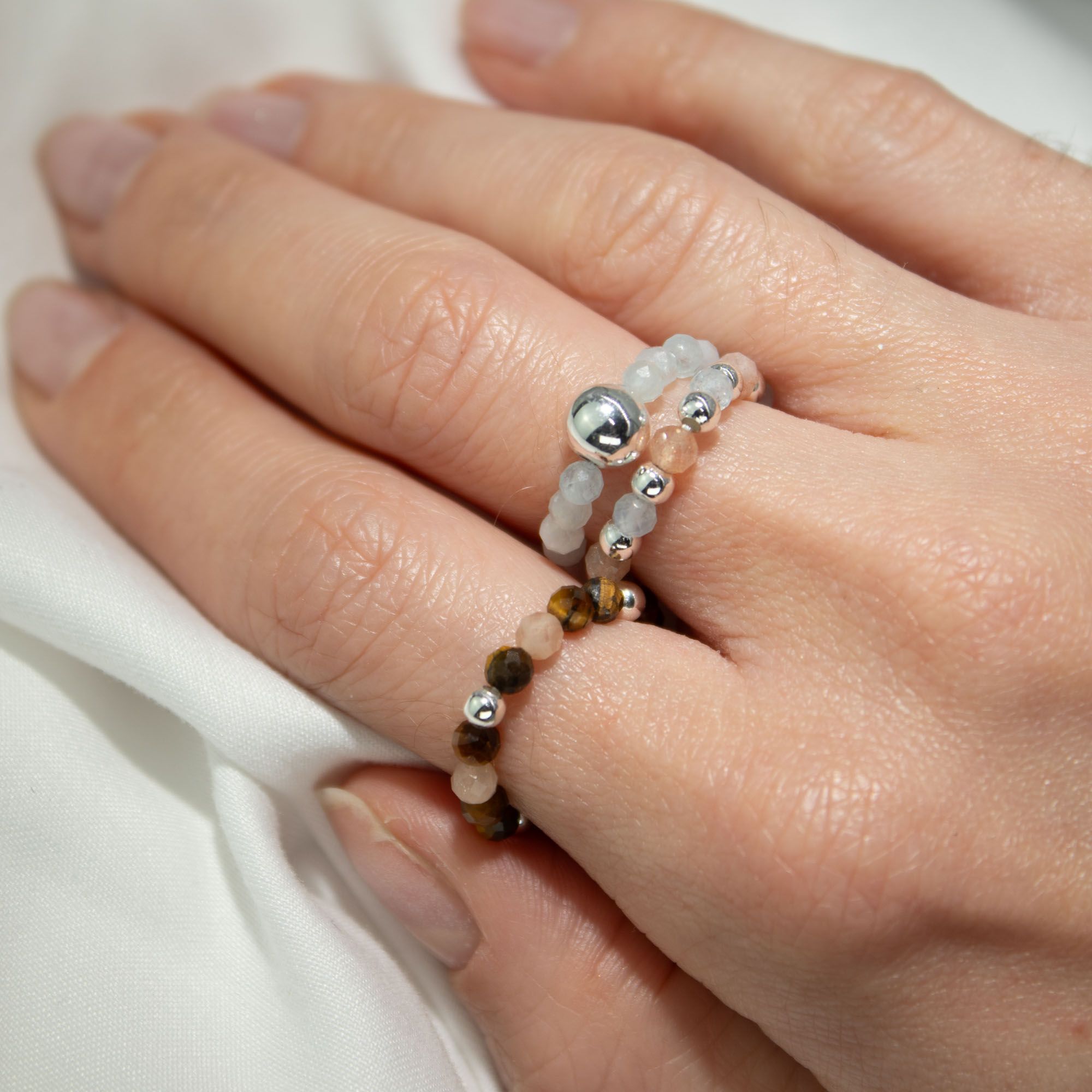 Nymph Spirit Gemstone Ring Set - Sea Sunset - Image 4