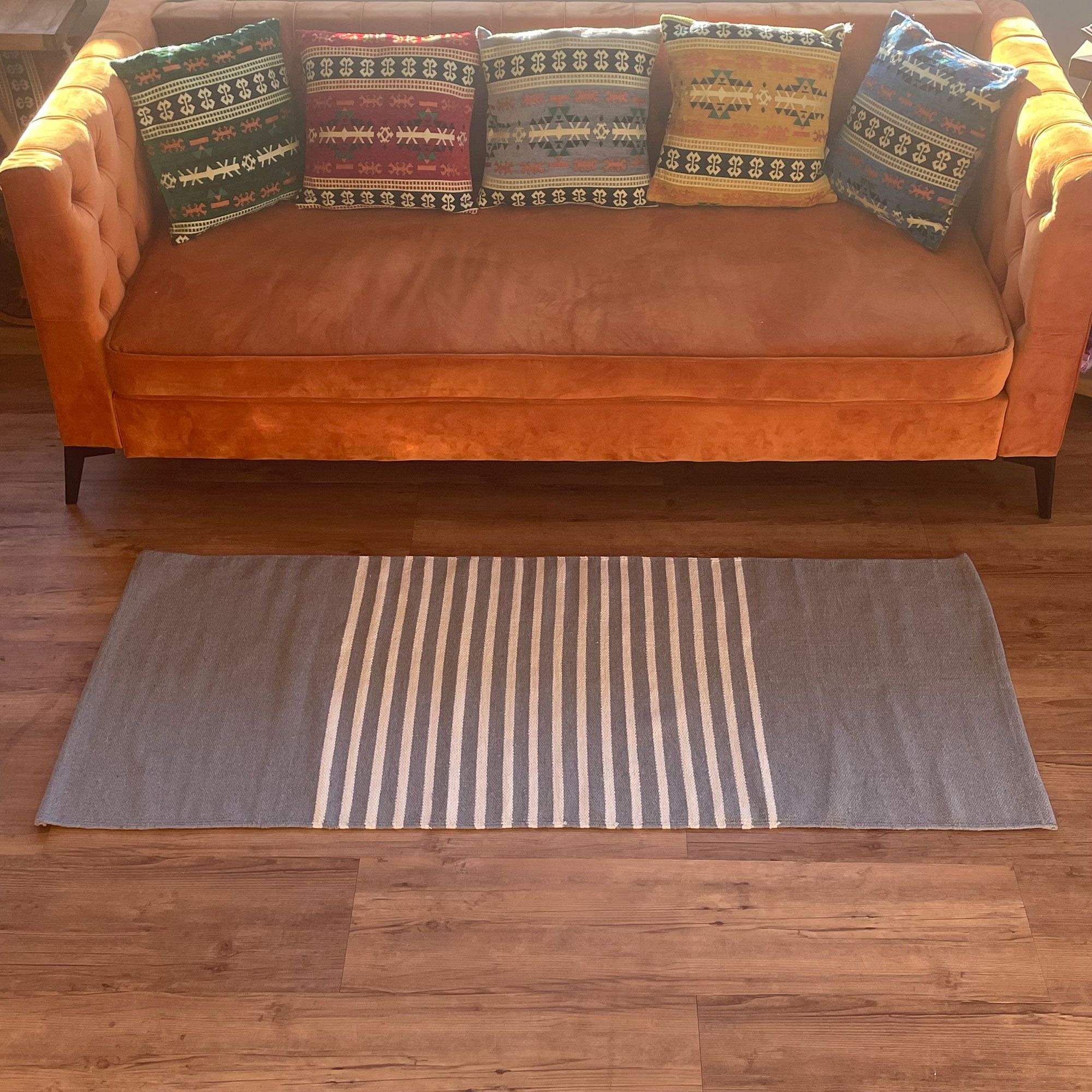 Indian Cotton Rug - 70x170cm - Grey - Image 3