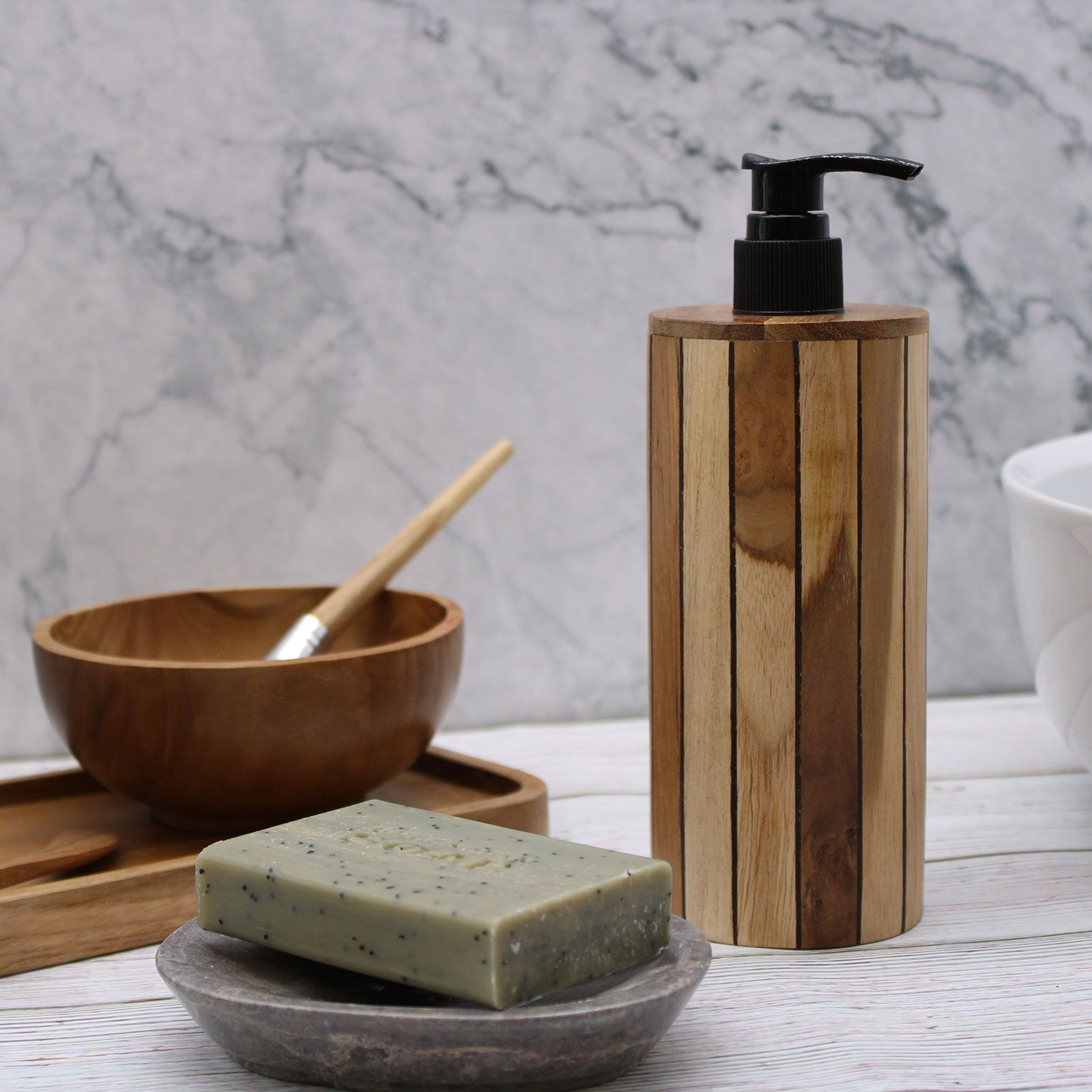 Natural Teakwood Soap Dispenser - Round - Image 7