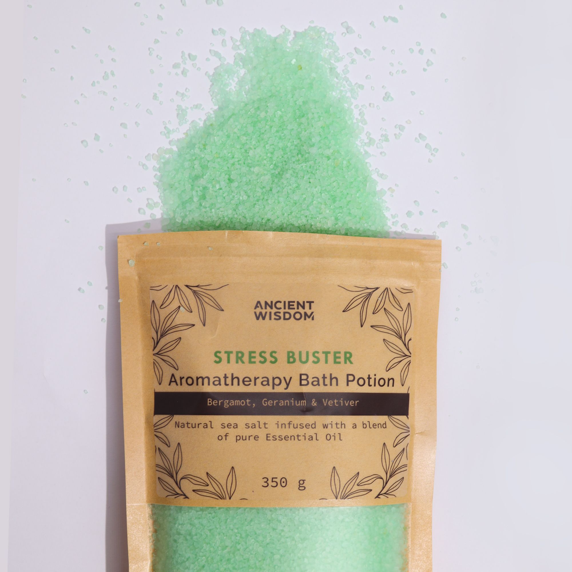 Aromatherapy Bath Potion in Kraft Bag 350g - Stress Buster - Image 2