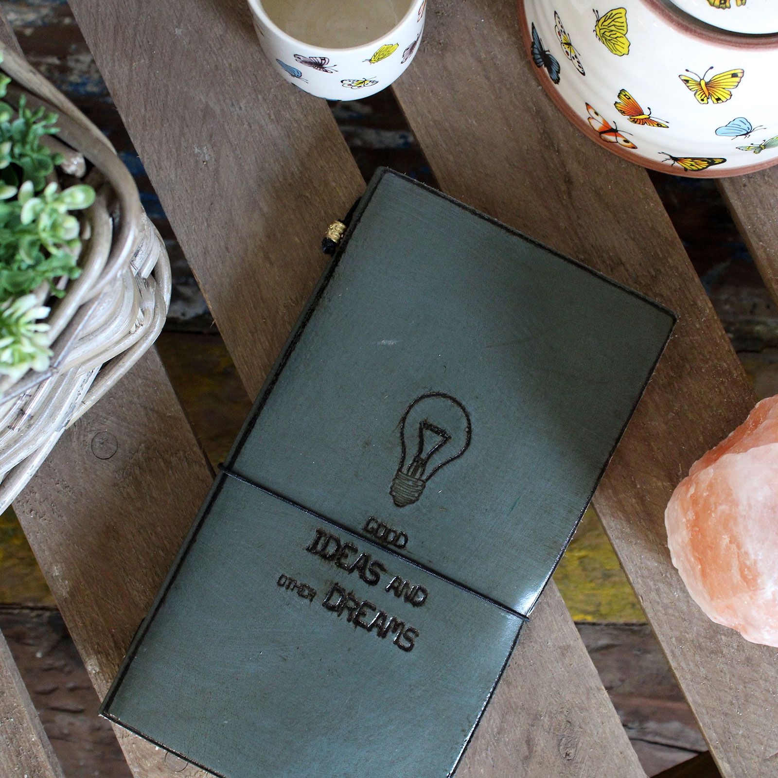 Handmade Leather Journal - Important Things To Do - Grey (80 pages) - Image 5