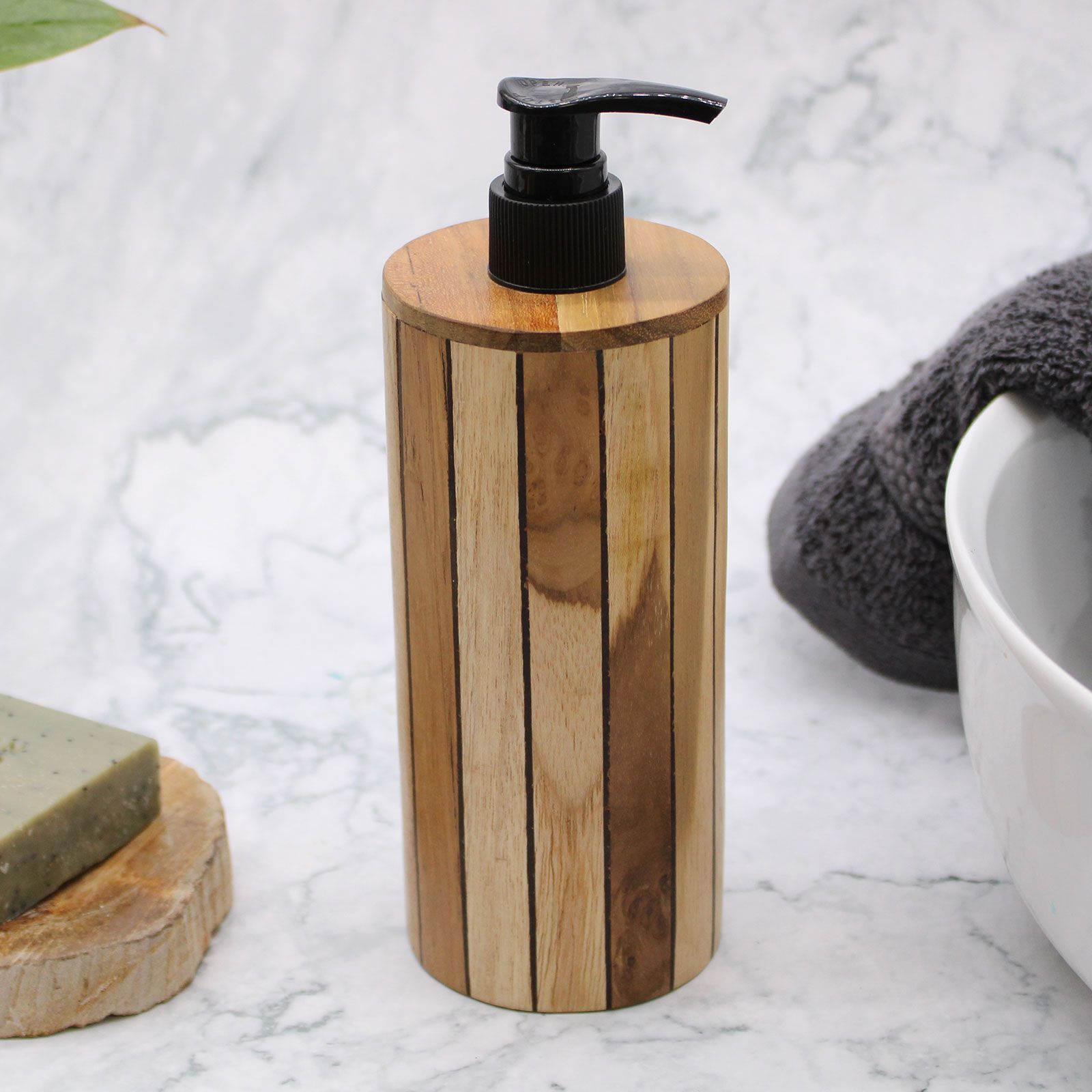 Natural Teakwood Soap Dispenser - Round - Image 8