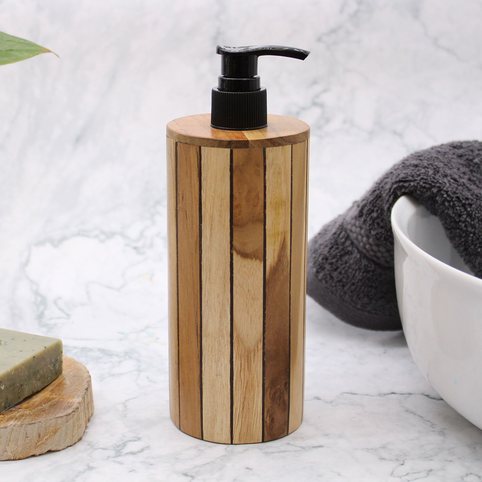 Natural Teakwood Soap Dispenser - Round - Image 10
