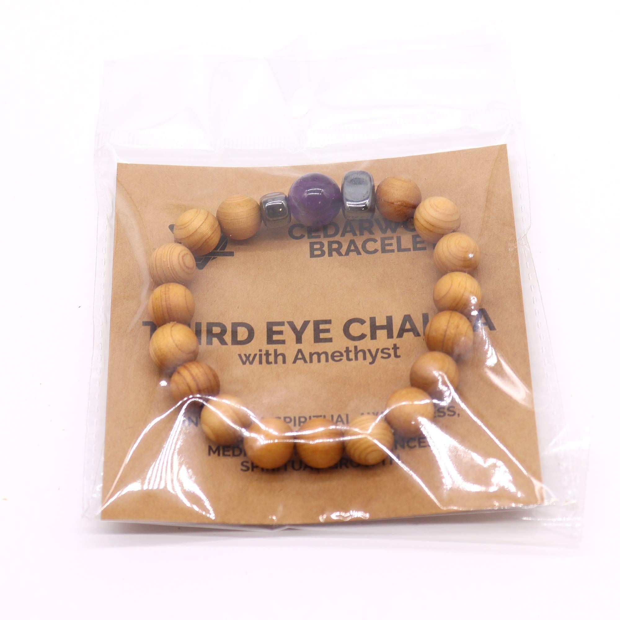 Cedarwood Third Eye Chakra Bangle with Amethyst - Image 4