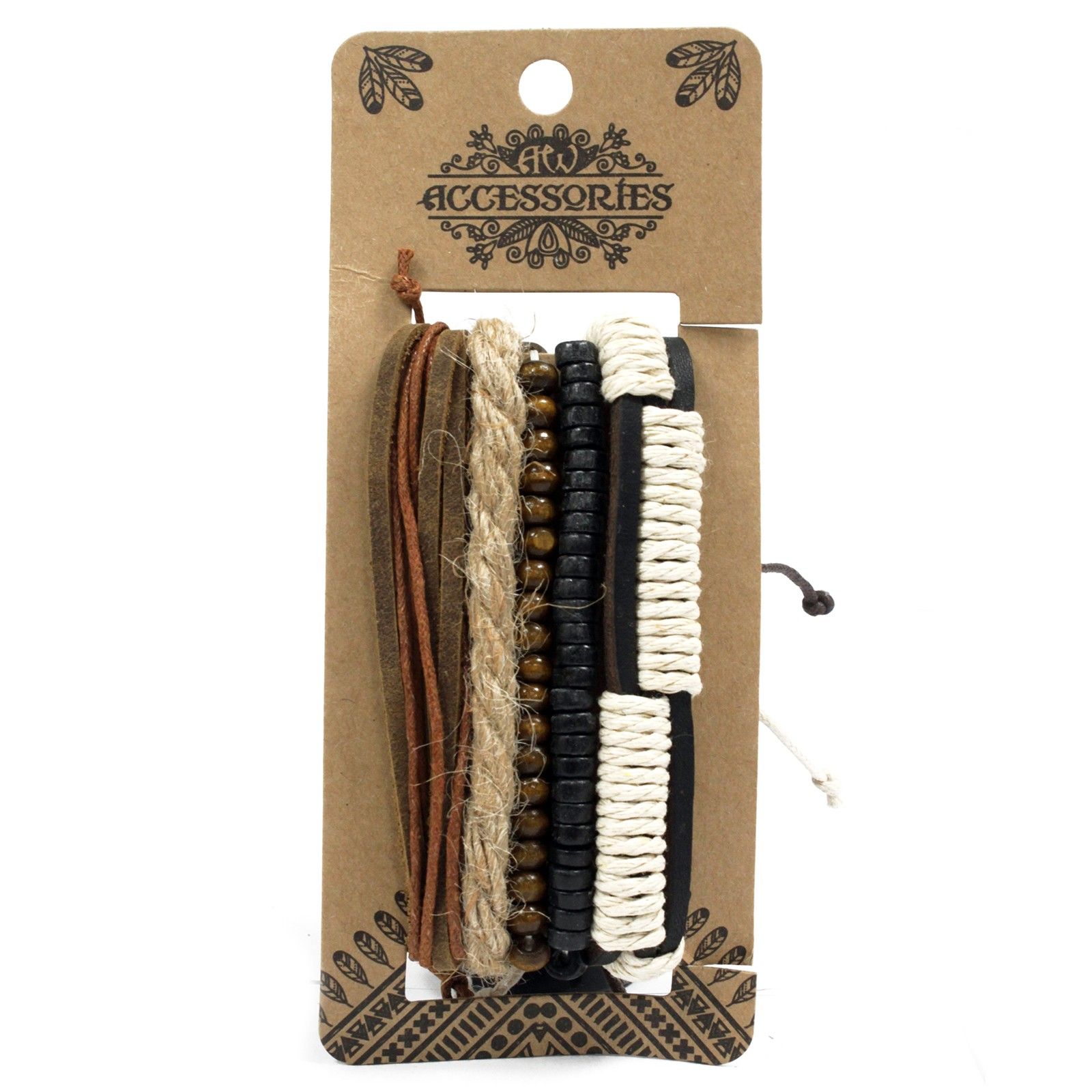 Mens Bracelet Sets - Green & Natural (asst) - Image 2