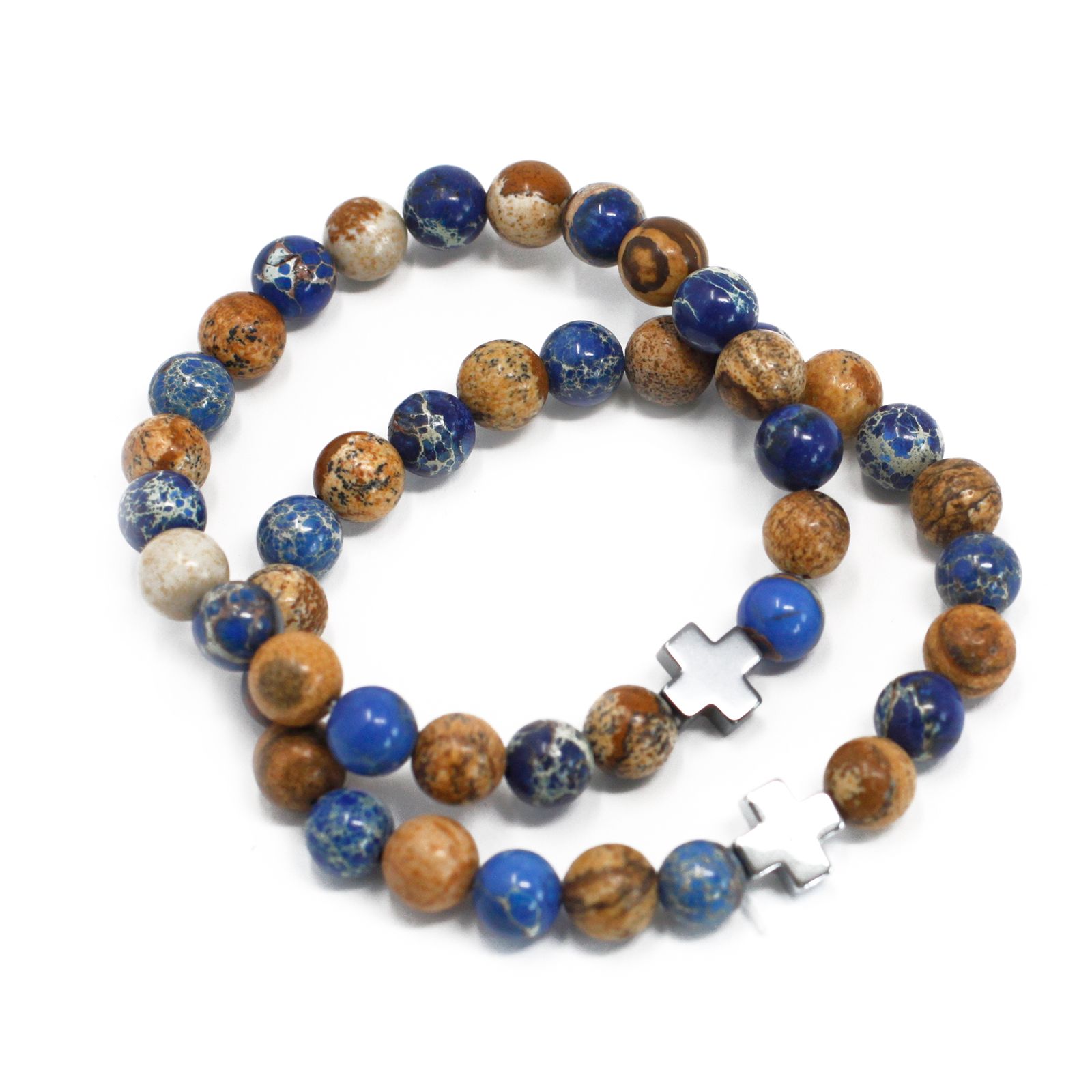 Set of 2 Gemstones Friendship Bracelets - Support - Sodalite & Picture Stone - Image 9