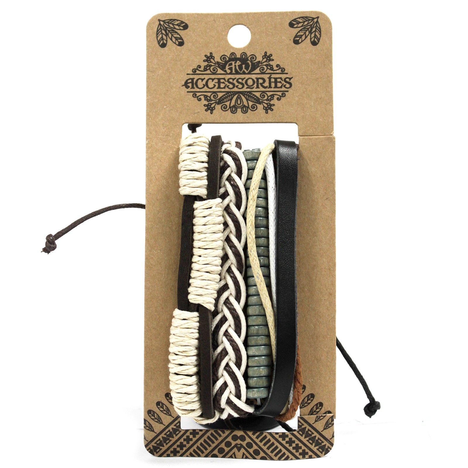 Mens Bracelet Sets - Green & Natural (asst) - Image 3