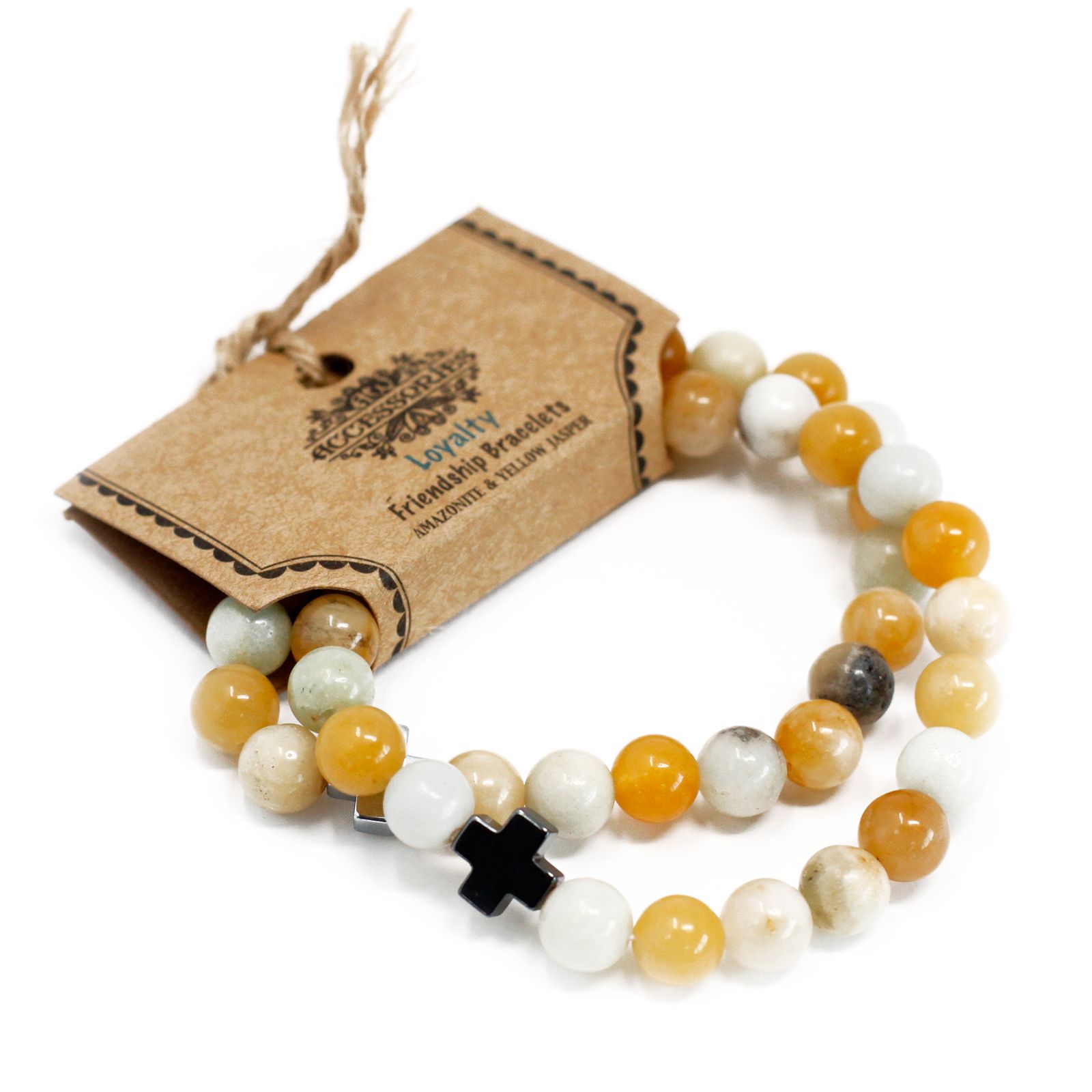 Set of 2 Gemstones Friendship Bracelets - Loyalty - Amazonite & Yellow Jasper - Image 10