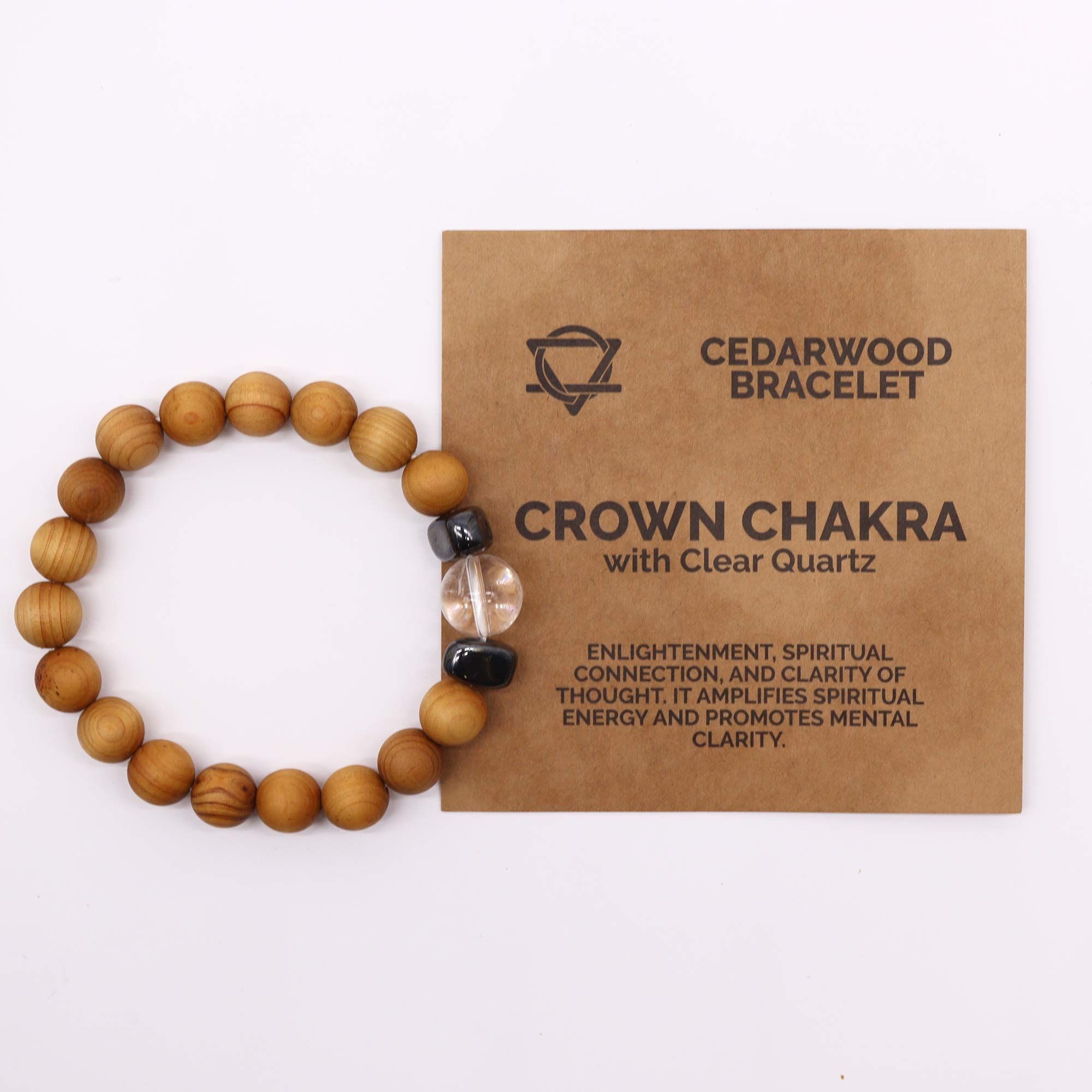 Cedarwood Crown Chakra Bangle with Clear Quartz - Image 2