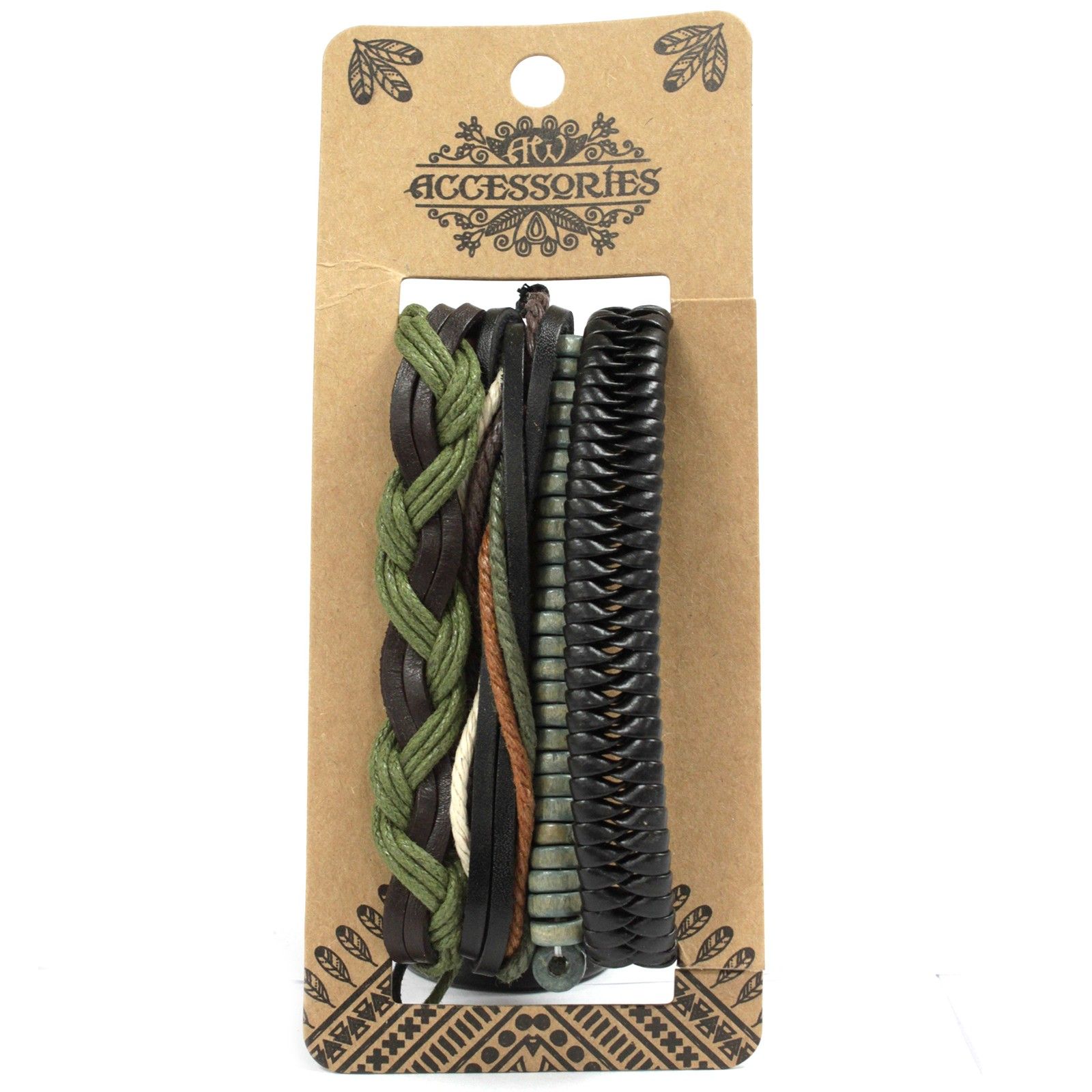 Mens Bracelet Sets - Green & Natural (asst) - Image 4
