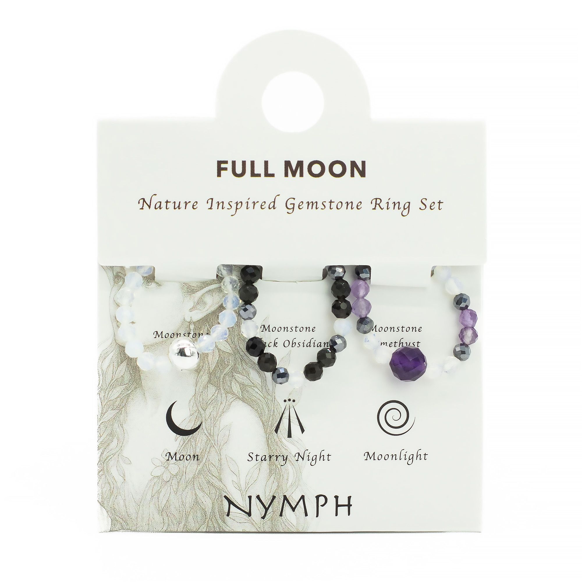 Nymph Spirit Gemstone Ring Set - Full Moon - Image 9
