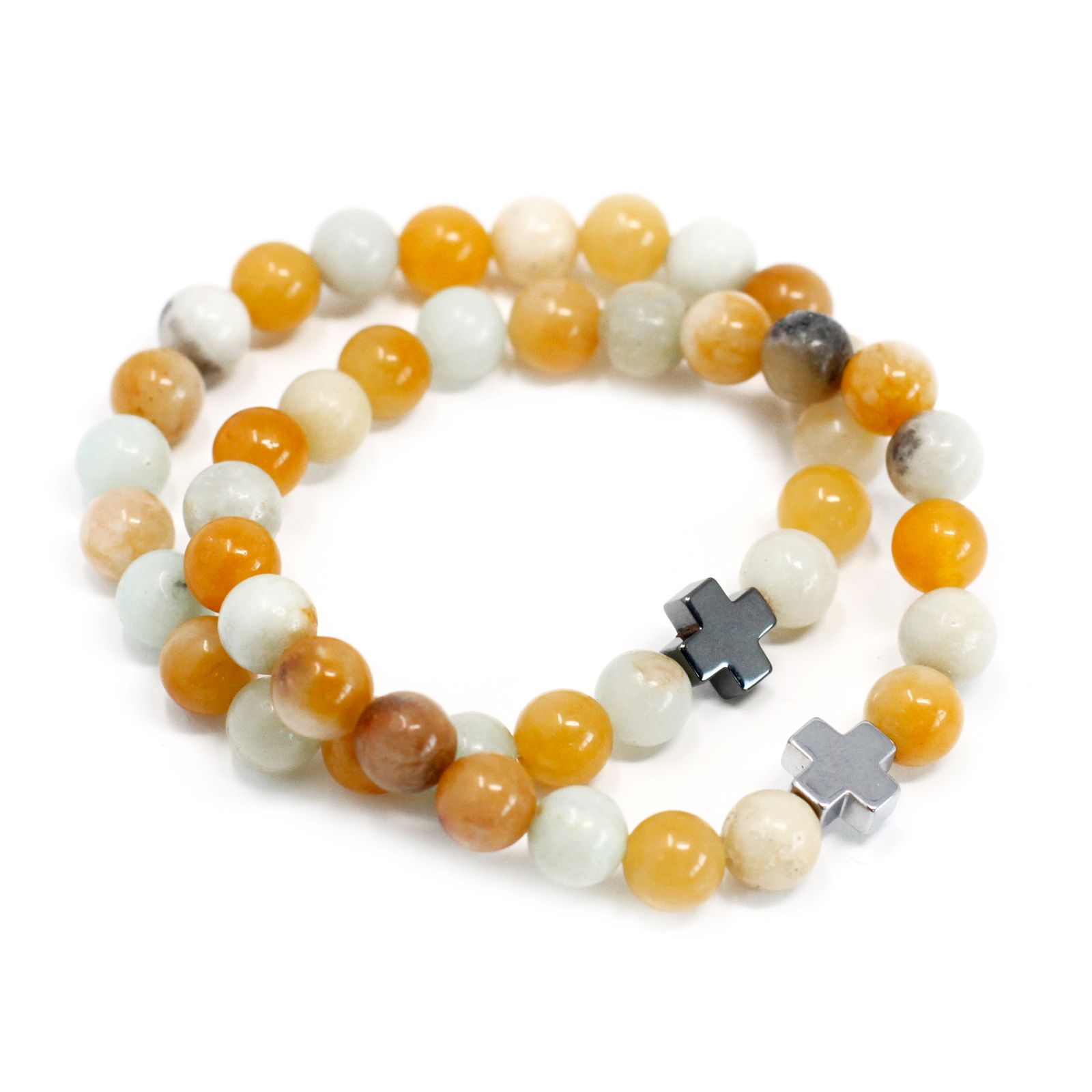 Set of 2 Gemstones Friendship Bracelets - Loyalty - Amazonite & Yellow Jasper - Image 9