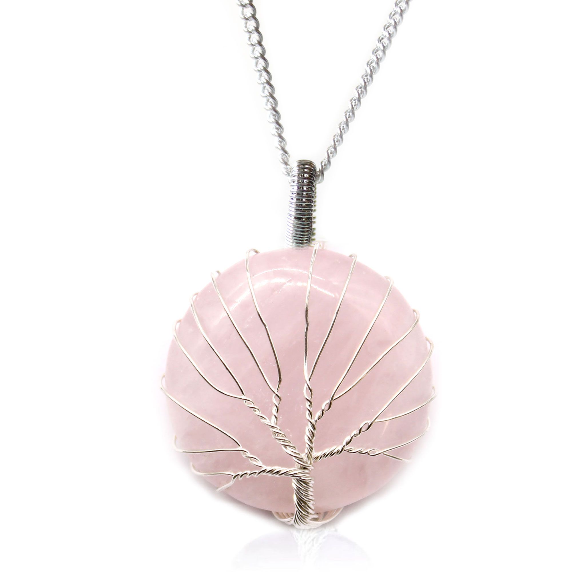 Tree of Life Gemstone Necklace - Rose Quartz - Image 3