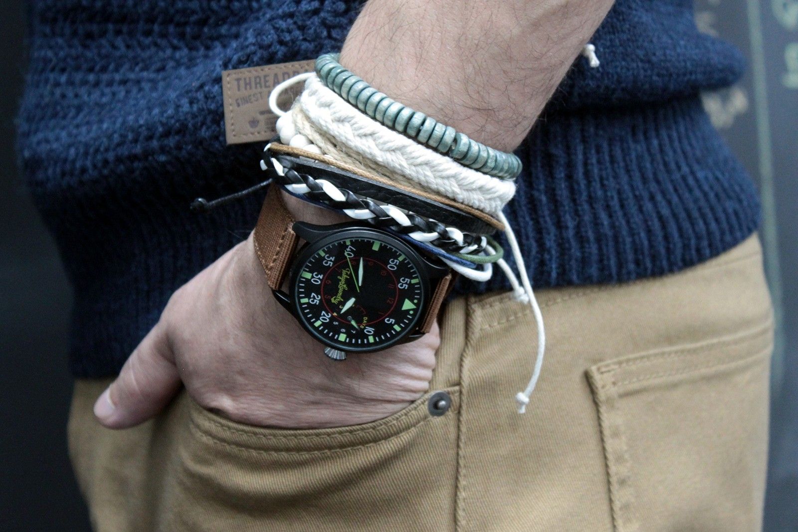 Mens Bracelet Sets - Green & Natural (asst) - Image 5