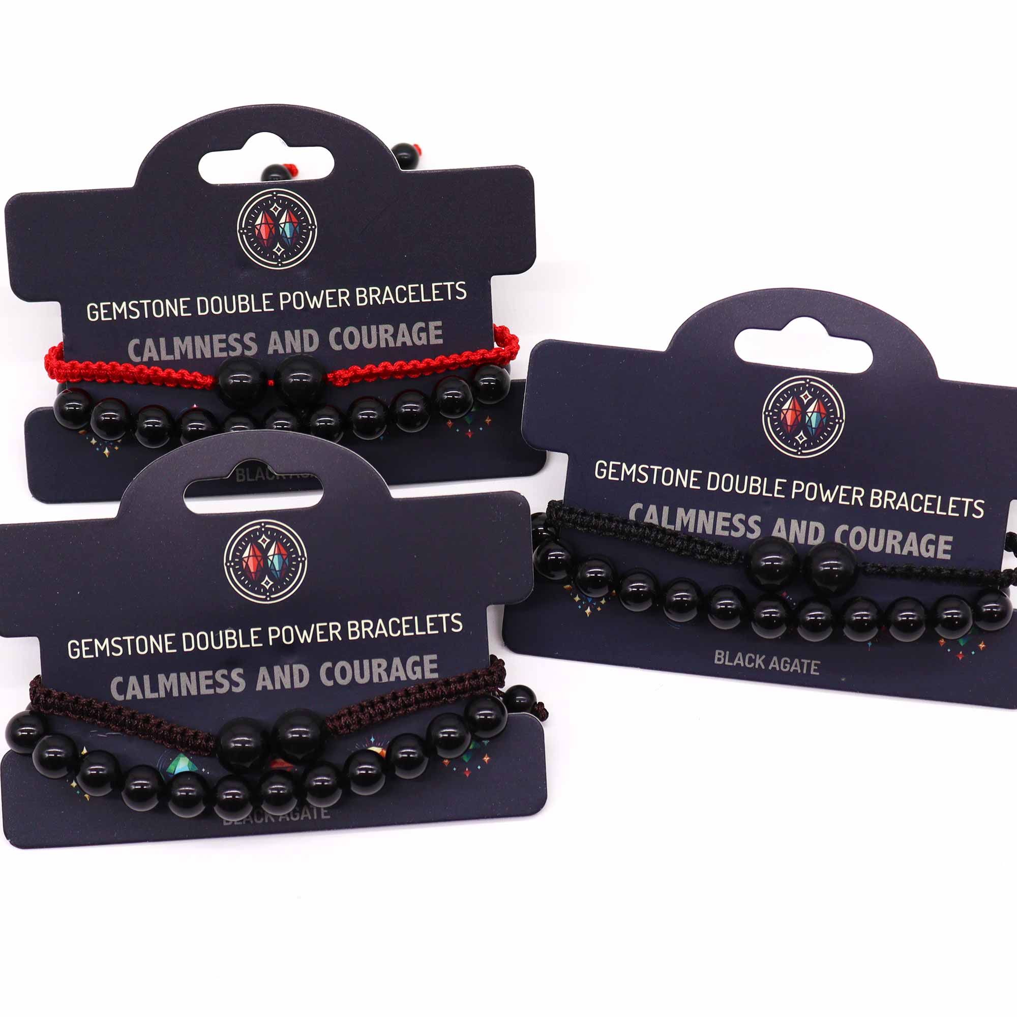 Gemstone Double Power Bracelets- Black Agate - Image 2