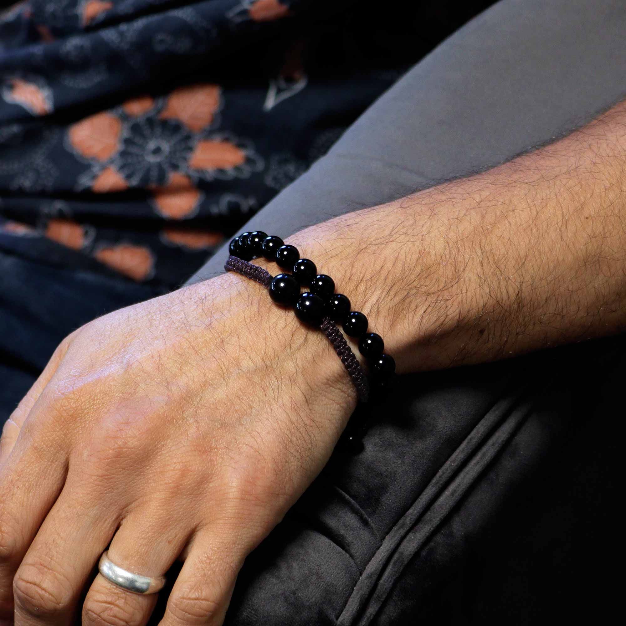 Gemstone Double Power Bracelets- Black Agate - Image 3
