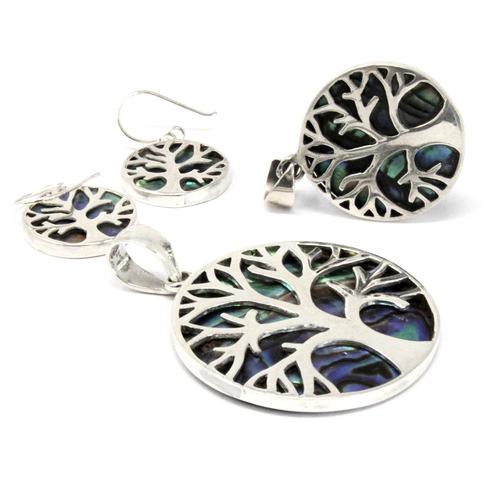 Tree of Life Silver Pendant 22mm - Abalone - Image 4